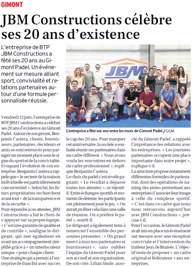 20 ans. Et La Dépêche du Gers qui en parle.